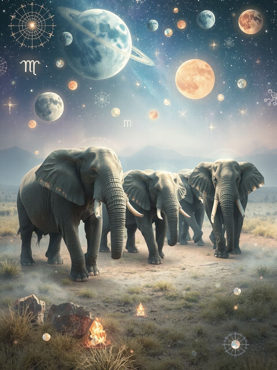 Az elefántcsorda matriarchális közösségei a bölcsesség szimbólumai.