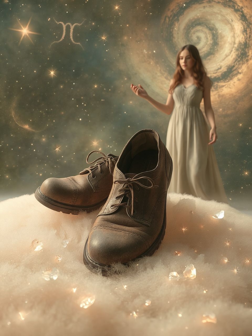 A régi cipő a múltunk terheit szimbolizálja.