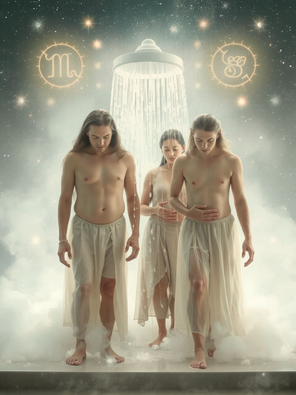 A zuhanyzás szimbolizálja a megújulást a meditációban.