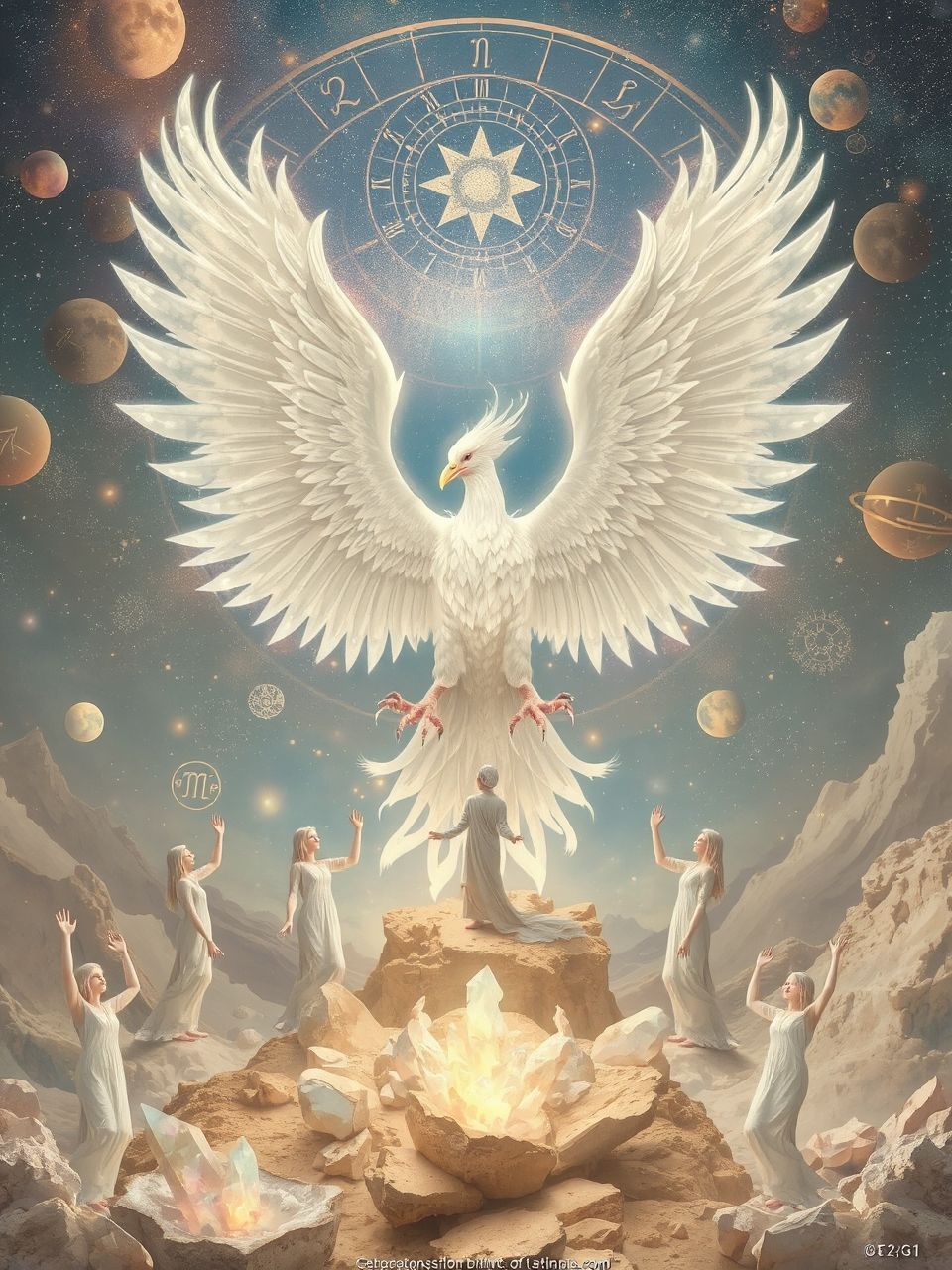 A főnix szimbolizálja az új kezdeteket és transzcendenciát.