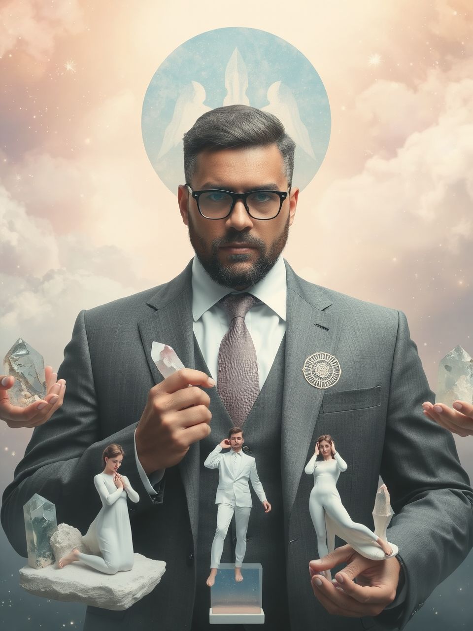 Az öltönyös férfi a belső hang kritikáját jelképezi.