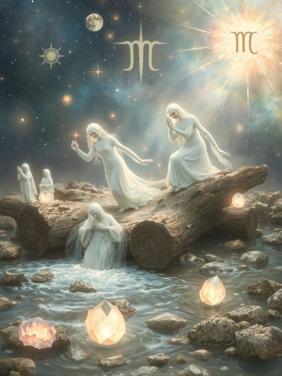 A vízben úszó farönkök a változás és ellenállás szimbólumai.