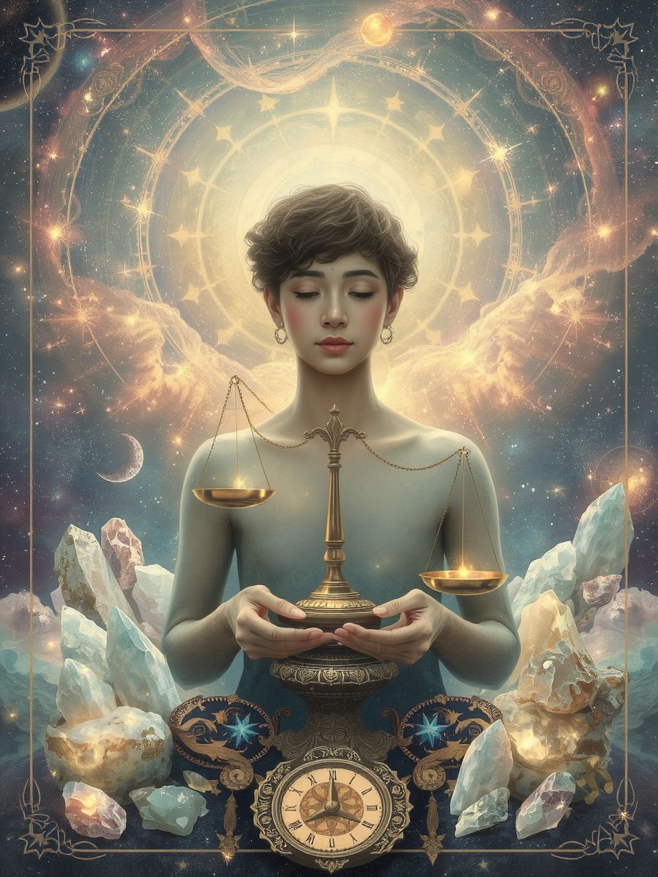 A mérleg szimbóluma a döntések és múlt súlyozását jelenti.