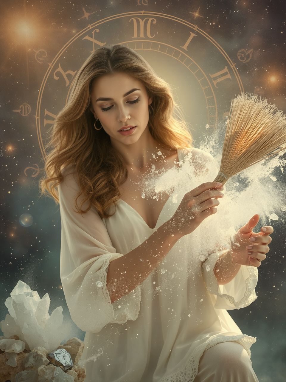 A söprés a belső rend megteremtését szimbolizálja.