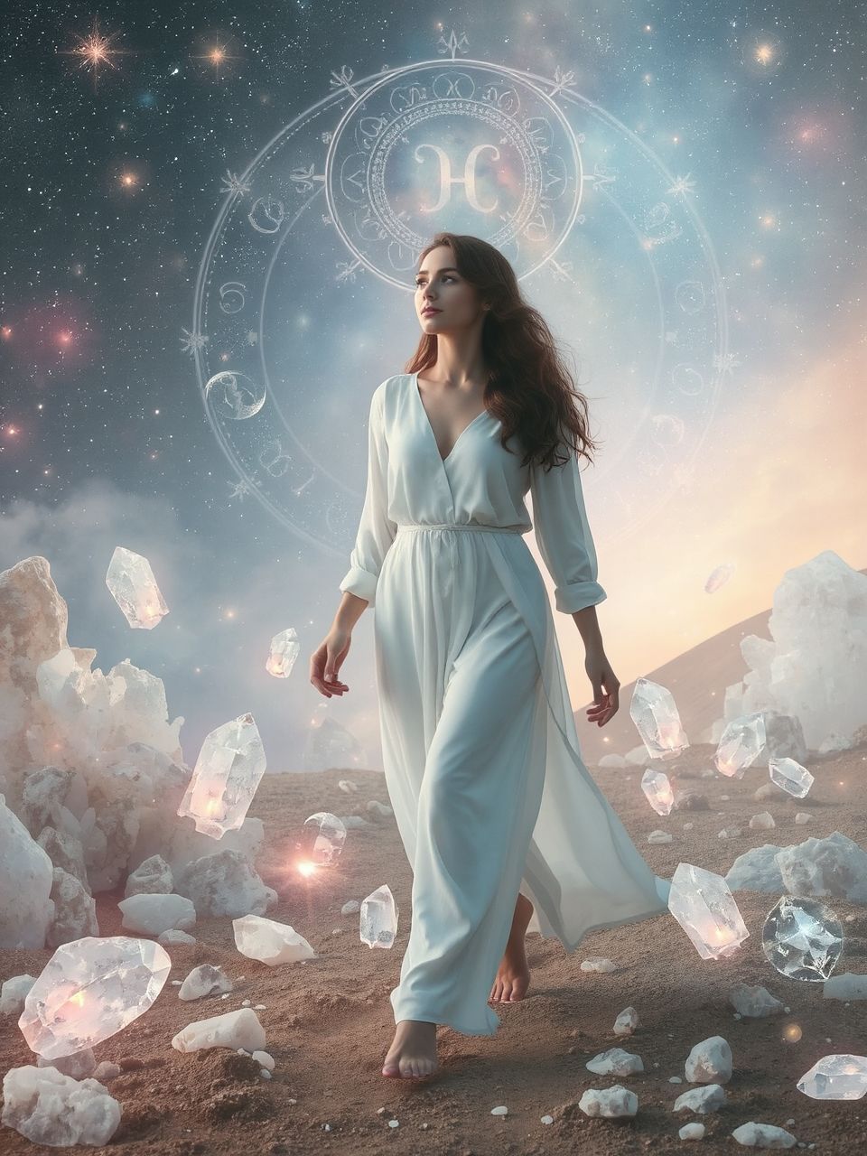 A fehér ruhás nő az új kezdetek szimbolikája.