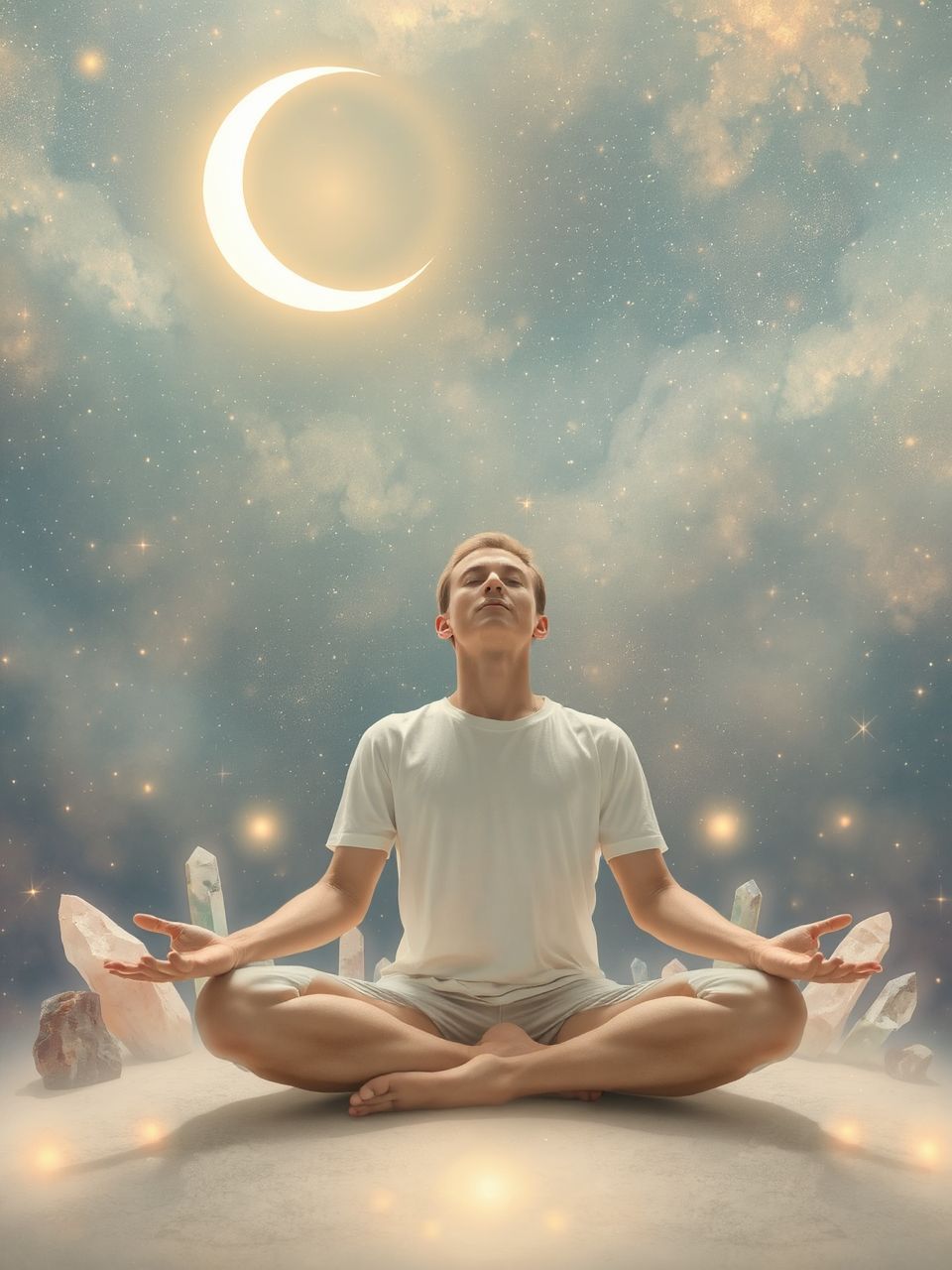 A félhold póz tükrözi a belső harmóniát.