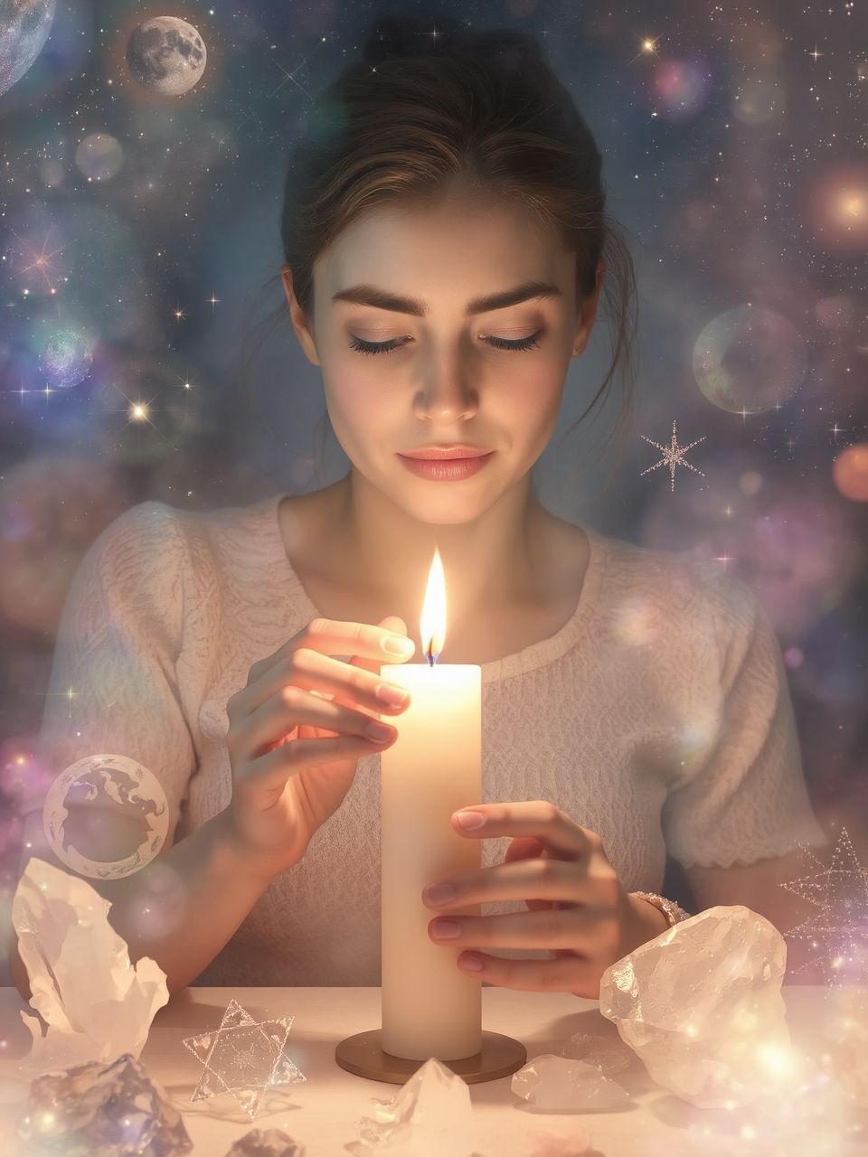 A gyertya színe varázslatos energiákat vonz a szertartásba.