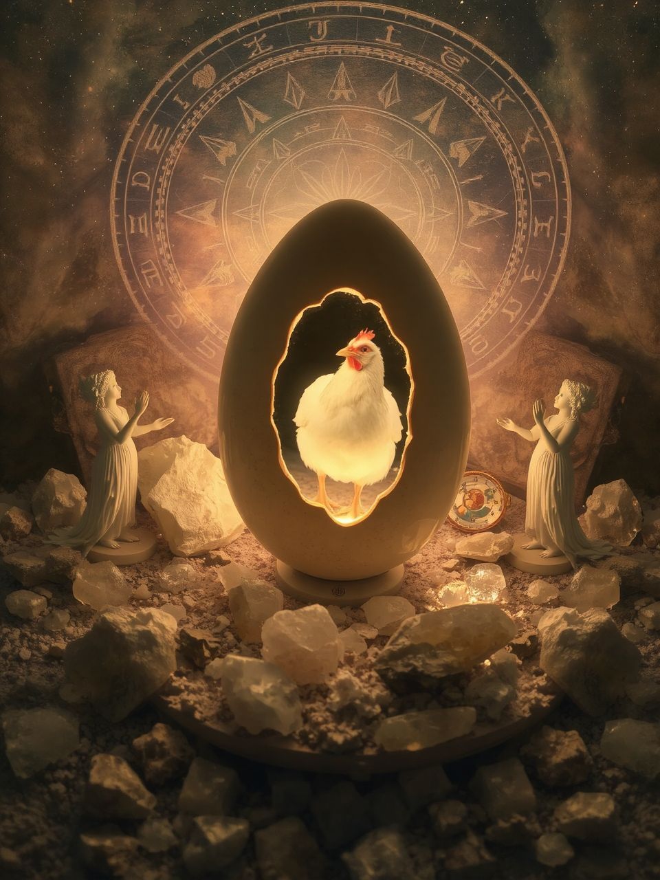 A tyúktojás a kreatív teremtés és felelősség szimbóluma.