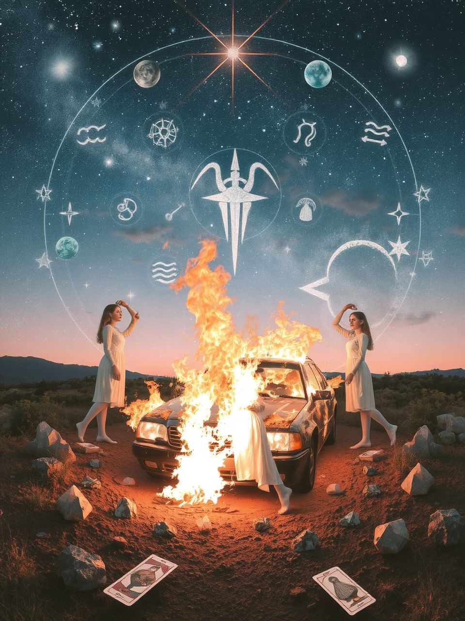 Az égő autó álma a sorsfordulót jelzi.