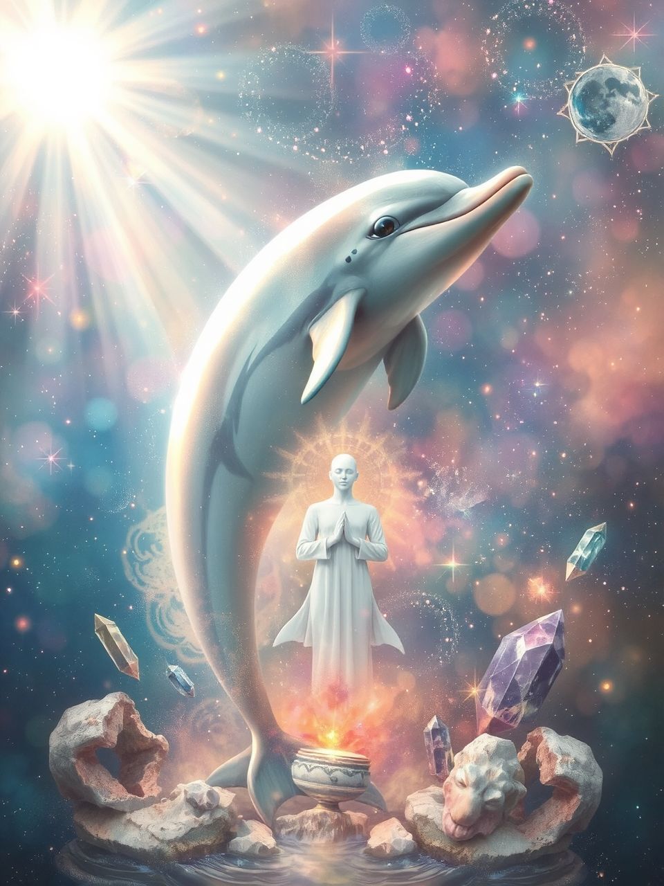 A delfin kék színe a békét és harmóniát szimbolizálja.