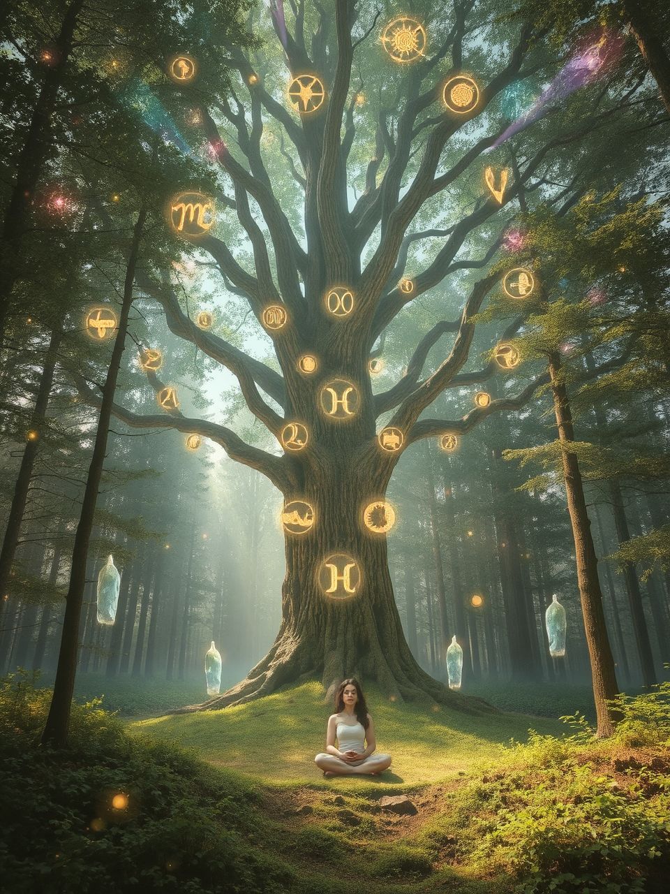 A fák gyökerei a föld erejét szimbolizálják.