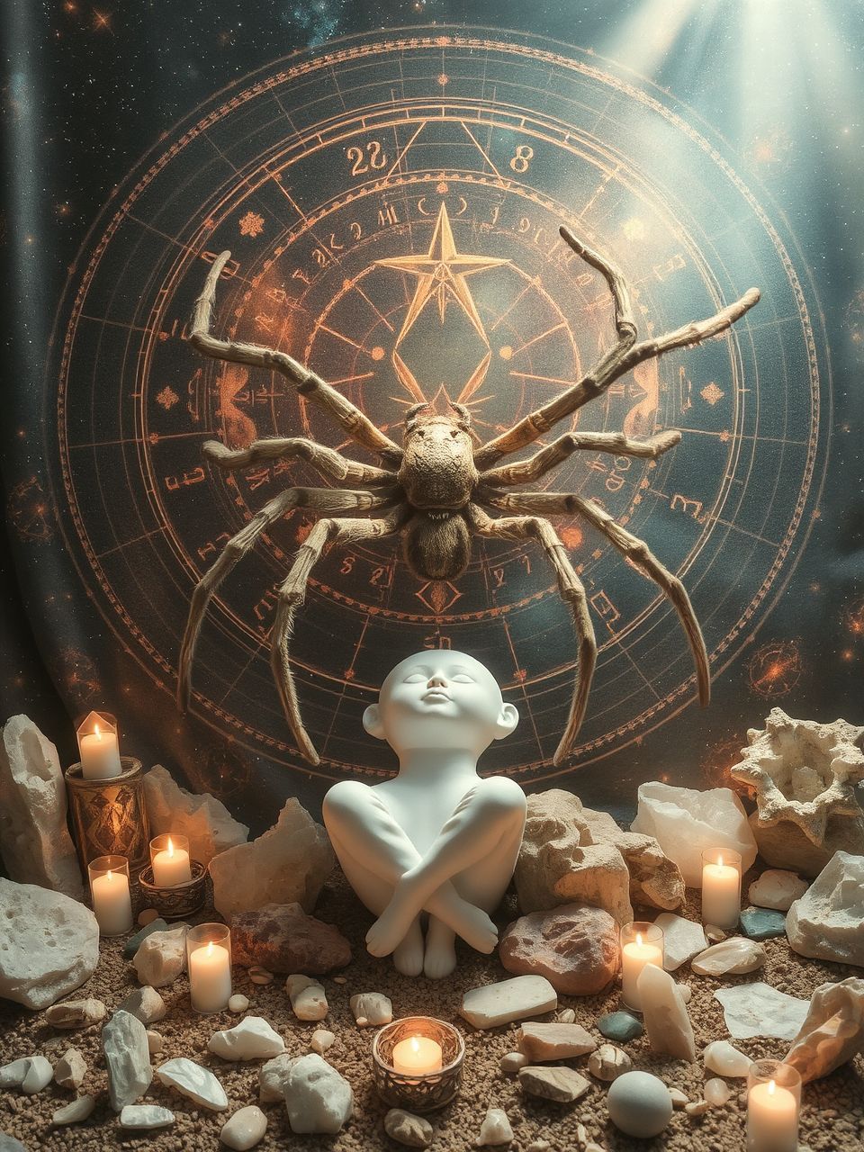 A pók totemje az alkotás és a türelem szimbóluma.