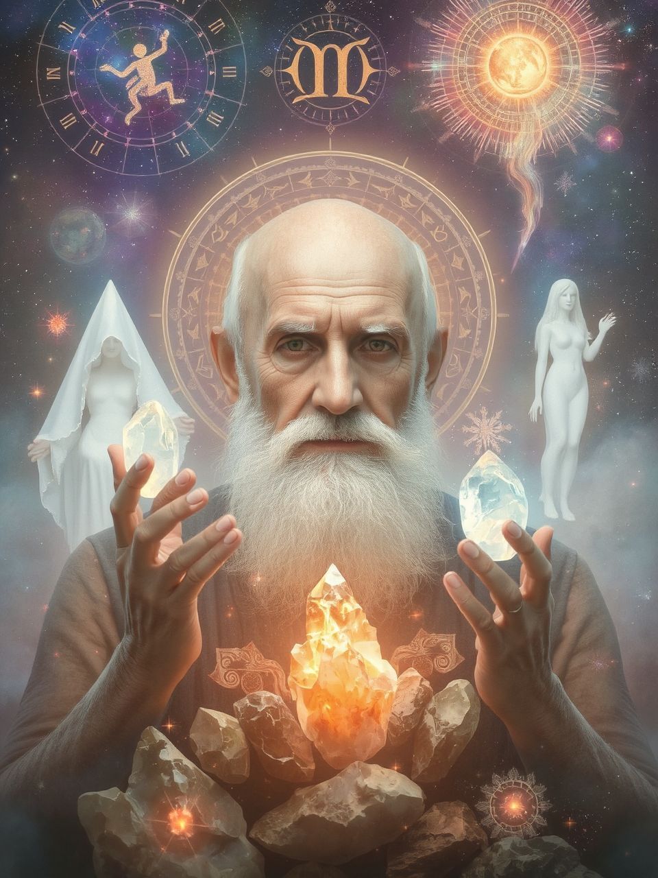 A kopasz öregember a bölcsesség és hatalom szimbóluma.