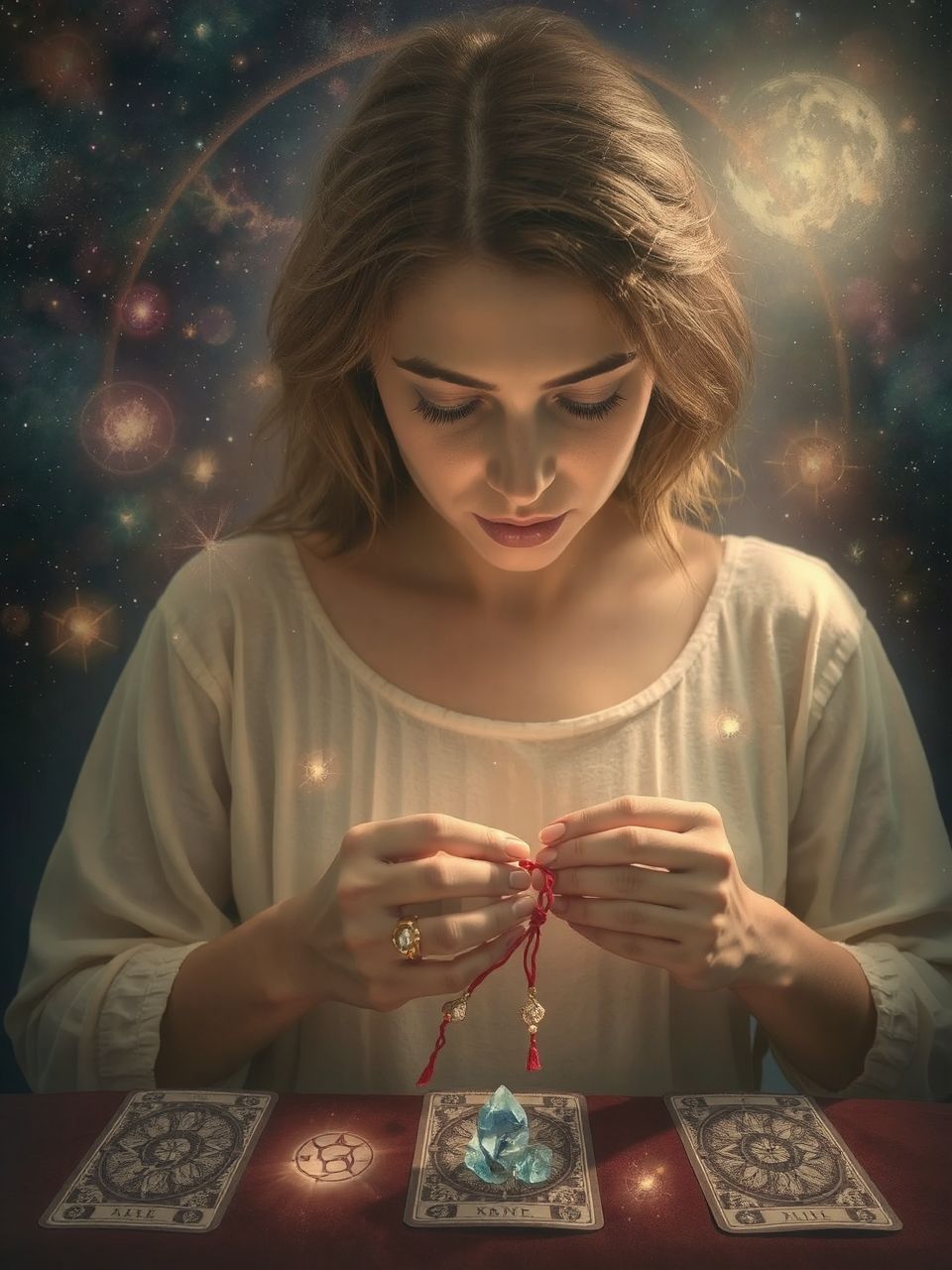 A hét csomó a védelmet és bőséget jelképezi.