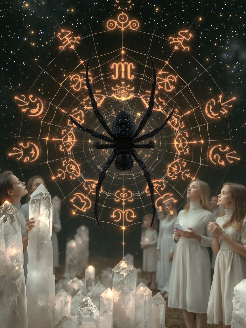 A fekete pók bűbájok és védelmezés szimbóluma is lehet.