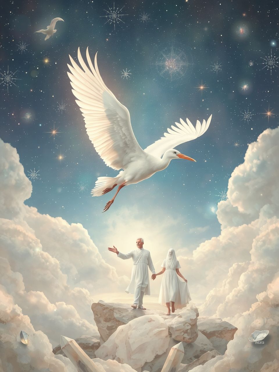 A gólya a gyermekáldás szimbóluma a folklórban.