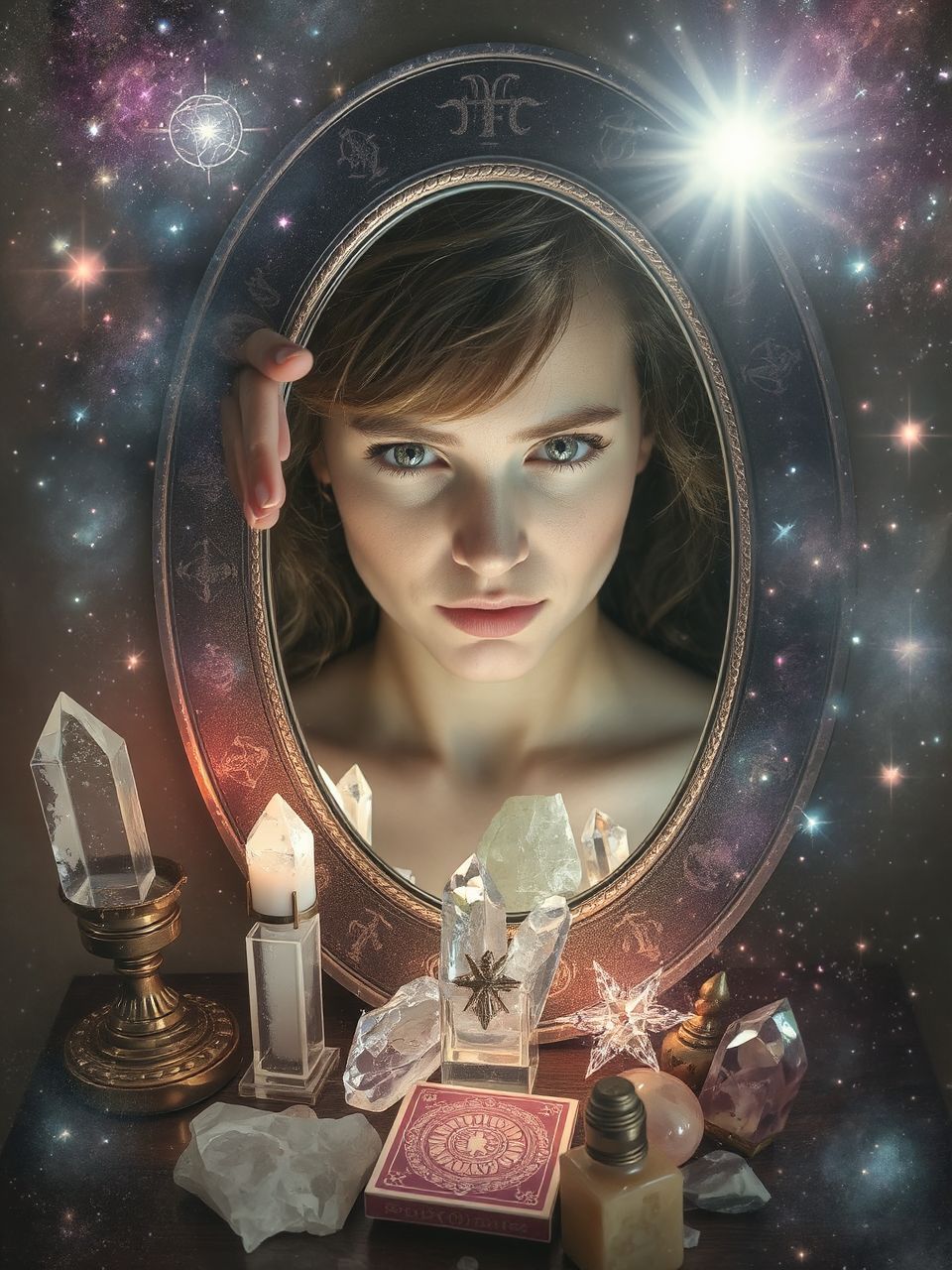 A tükör a múlt és jövő határvonalát jelzi.