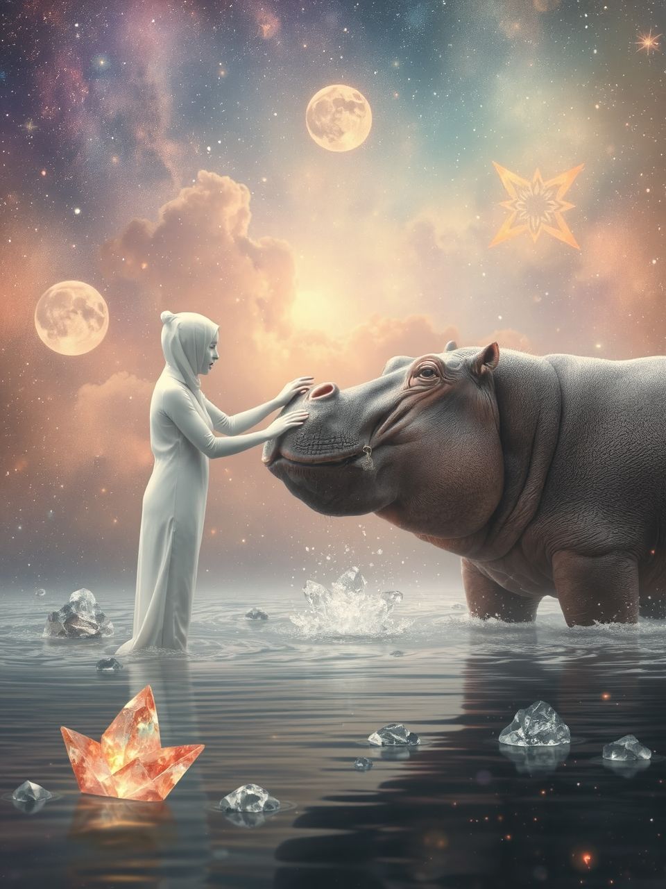 A víziló szimbolikája utalhat belső erőre és harmóniára.