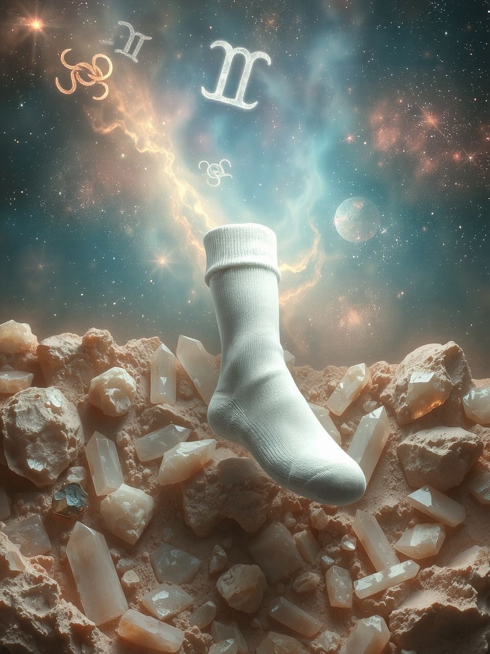 A pár nélküli zokni az ikerláng hiányát szimbolizálja.