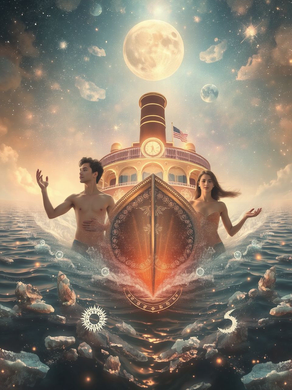 A gőzhajó az élet lassú, de biztos előrehaladását szimbolizálja.