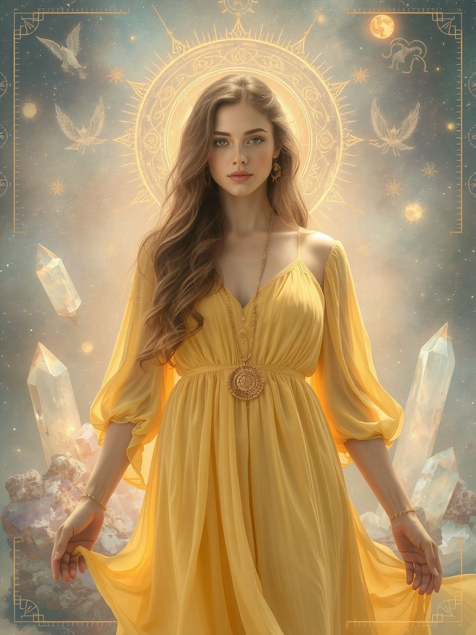 A sárga ruha a kreativitás és öröm szimbóluma.