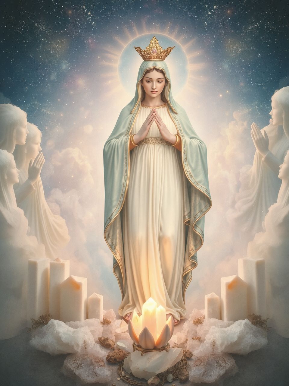 Szűz Mária védelmező szerepe a gyermekáldásban kiemelkedő.