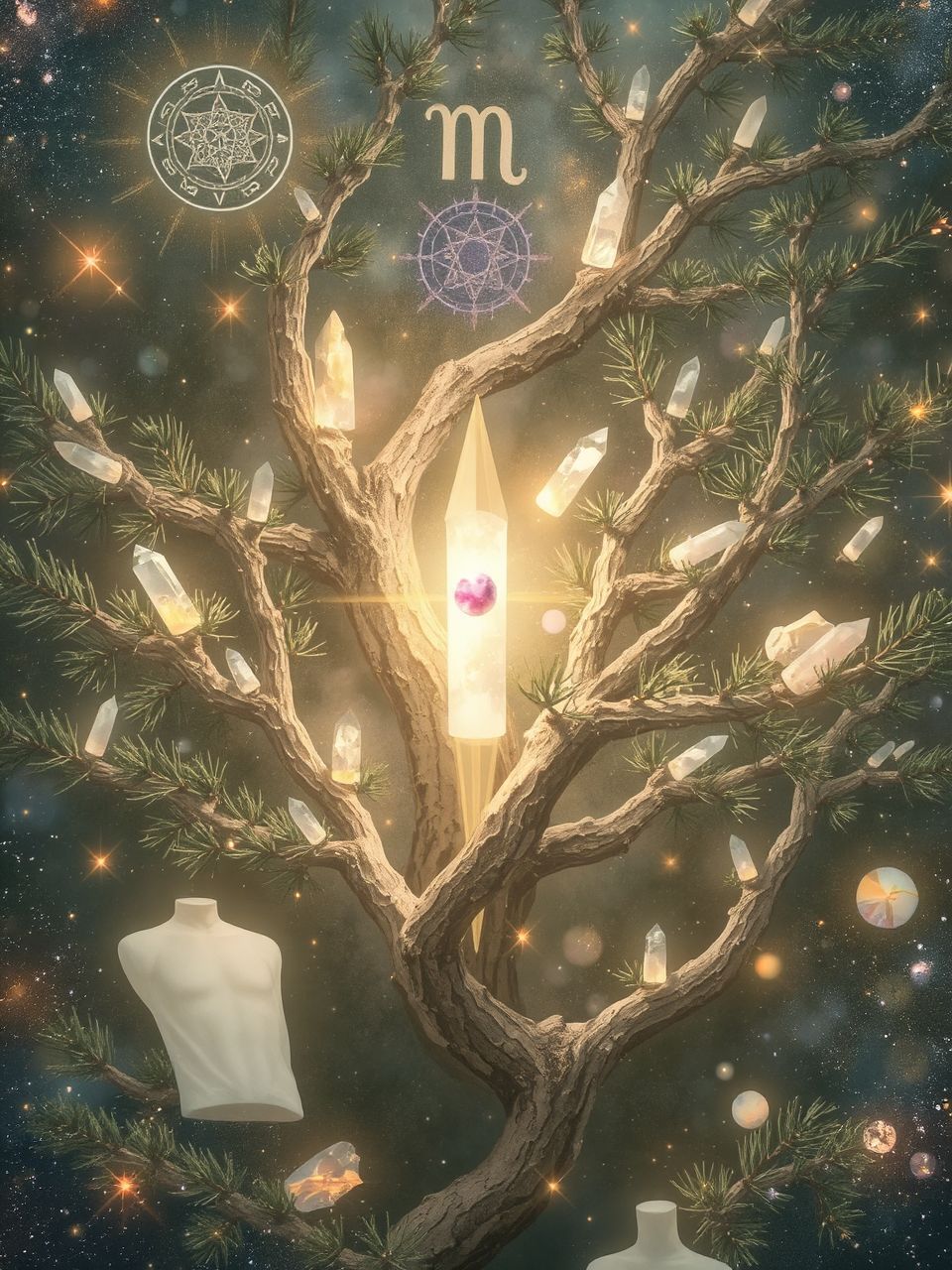 A zöld fenyőágak az élet és remény szimbólumai.