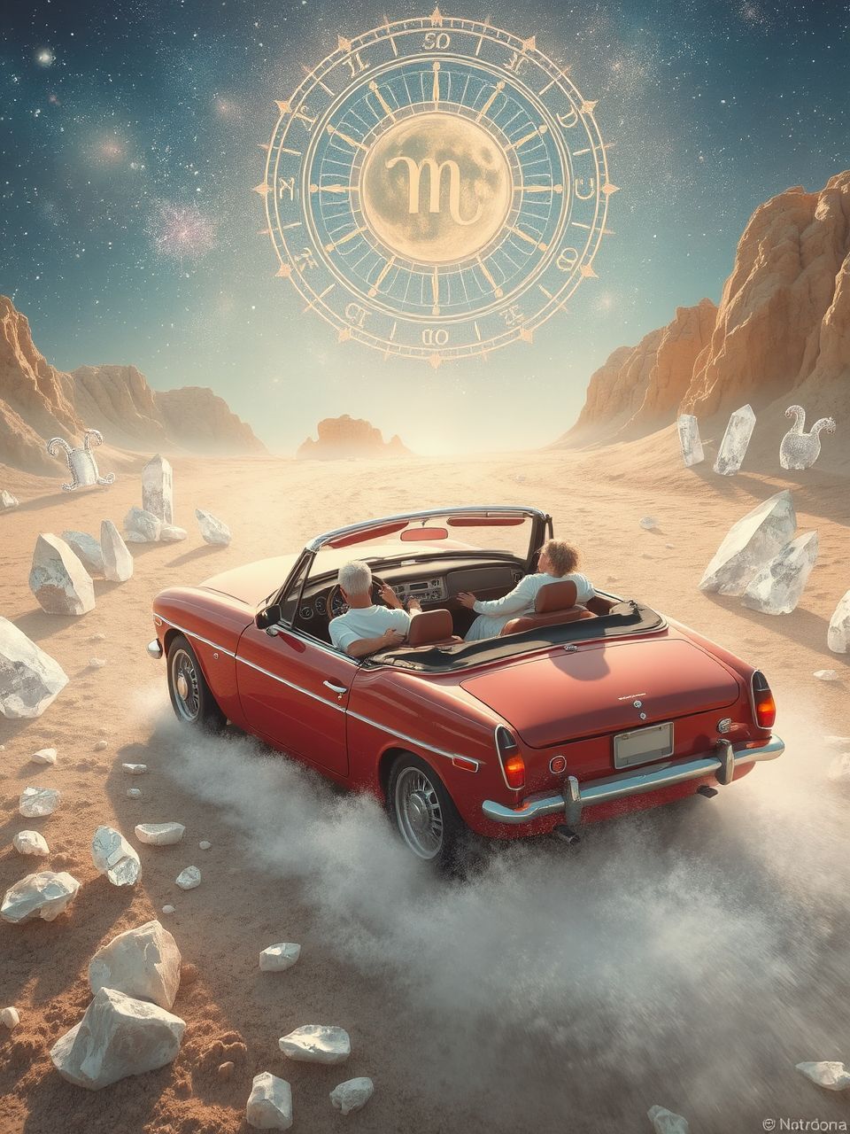 A vörös kabrió a szabadság és szenvedély szimbóluma.