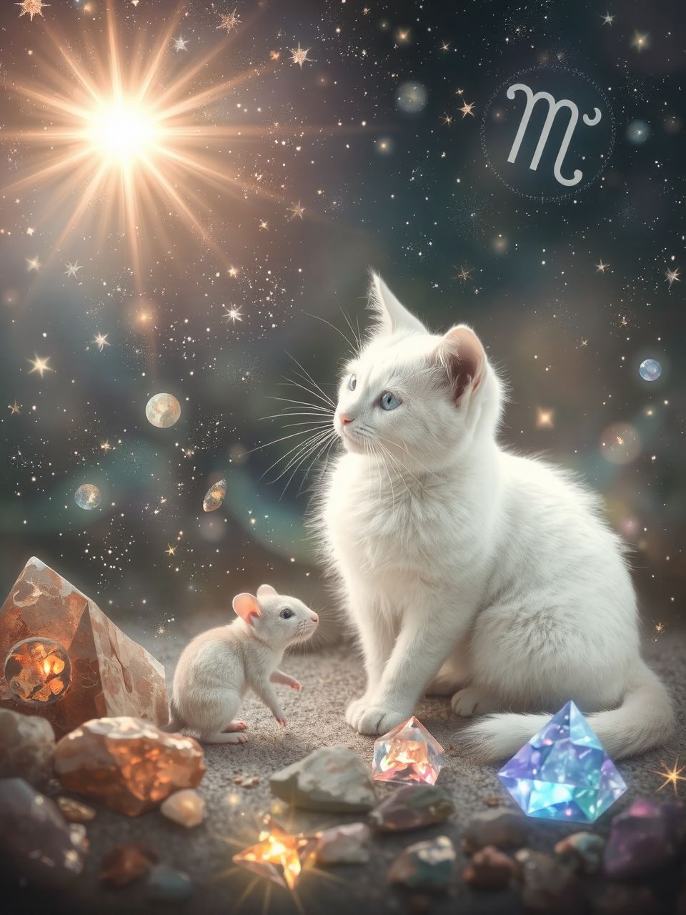 A macska színe a rejtőzködés, az egér a sebezhetőség szimbóluma.