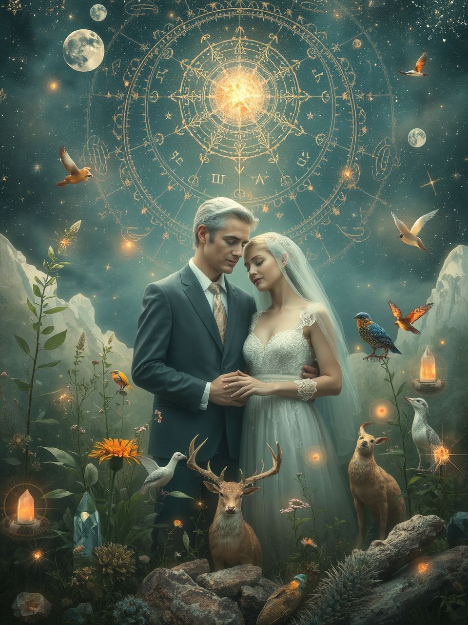 A rózsa szerelem, a fenyő hűséget szimbolizál.