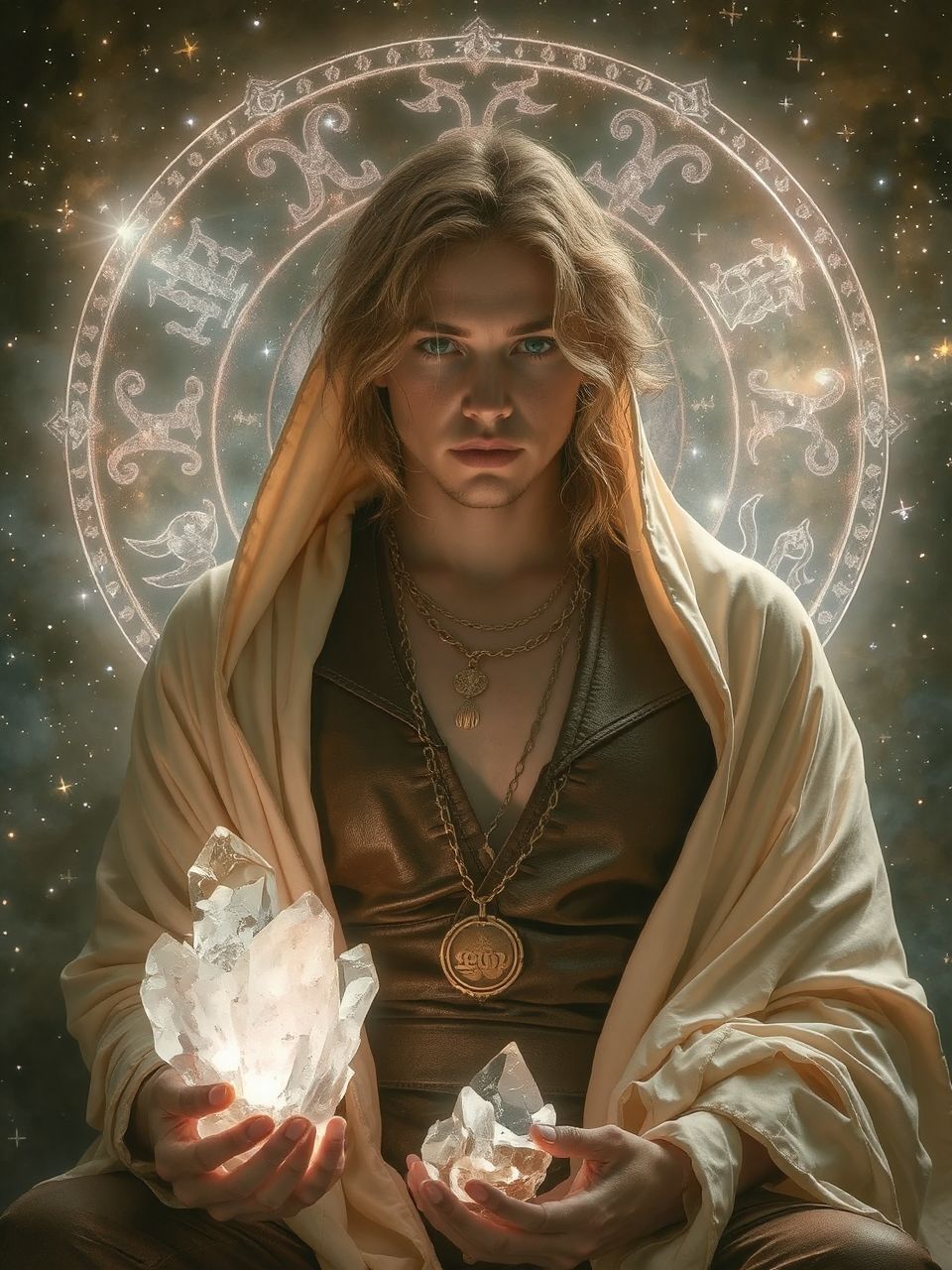 A bőr, selyem és fém szimbolikus védelmet nyújt.